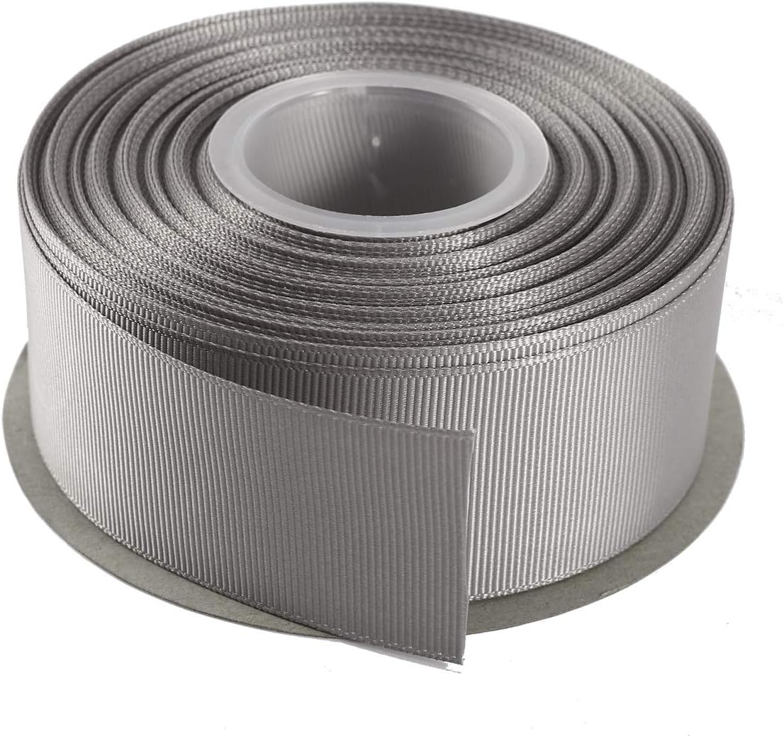 ITIsparkle 11/2" Inch Grosgrain Ribbon 25 Yards-Roll Set for Gift Wrapping Cake Decoration Party Favor Hair Braids Hair Bow Baby Shower Decoration Floral Arrangement Craft Supplies, Silver Ribbon