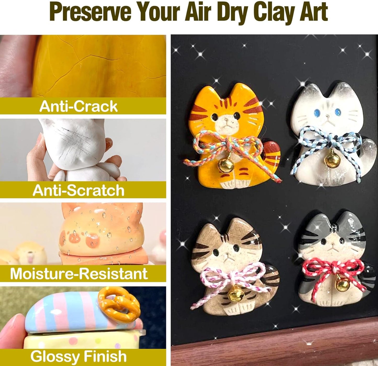 WJCJTJL Air Dry Clay Glaze Spray, Air Dry Clay Varnish – Quick Sealing, Waterproof, Shine Enhancer & Crack & Dust Resistant – 30-Minute Drying Time – Accessories Tool for Air Dry Clay Crafts (1 Pack)