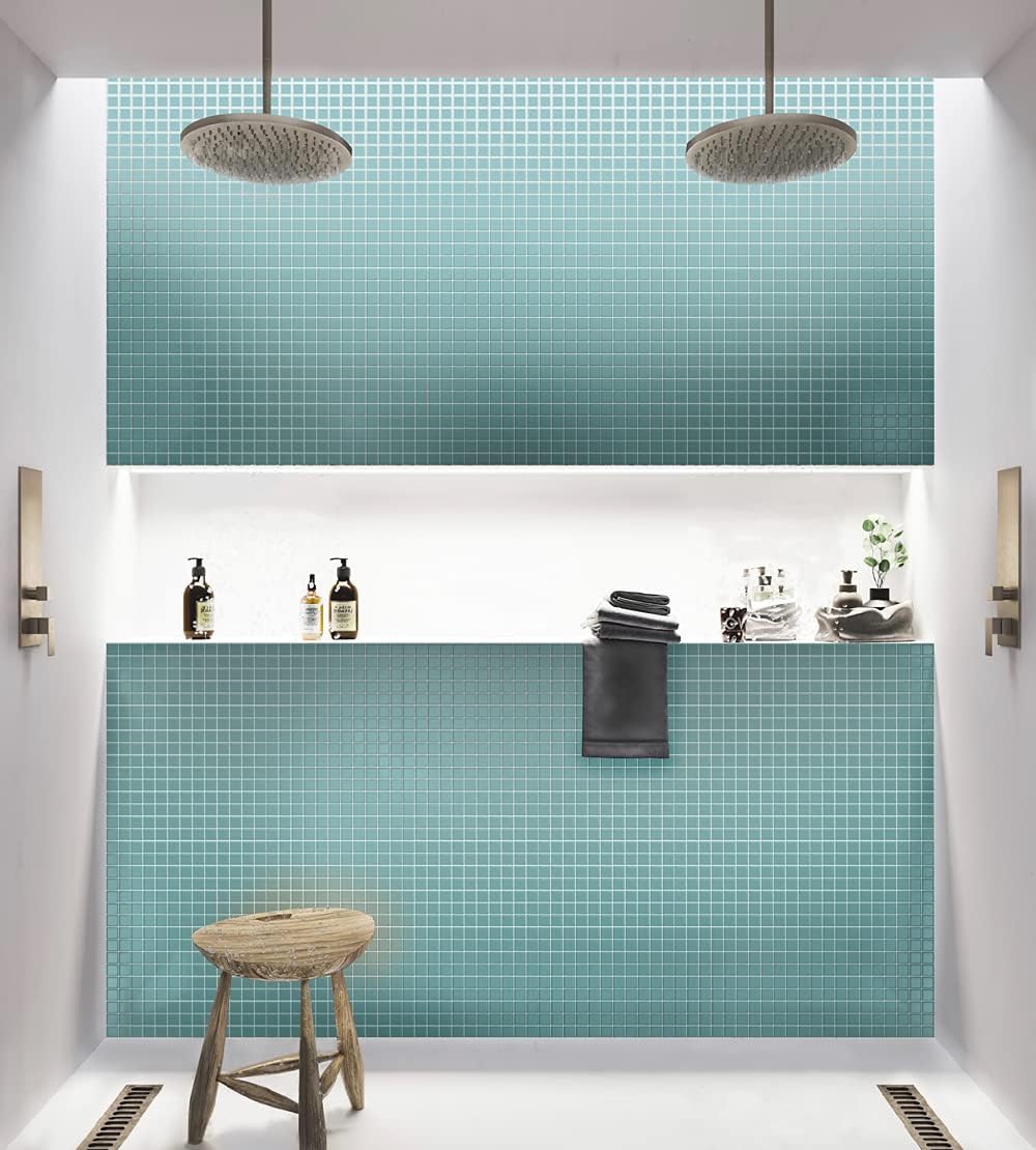 1"x1" Aqua Matte Finished Glass Mosaic Tile (9.67 Sq ft- Box of 10 Sheets)