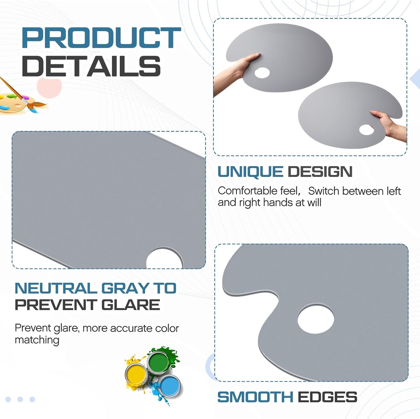 Honoson 2 Pack 11.8 x 15.7 Inch Acrylic Paint Palette with Thumb Hole Clear Paint Pallet, Easy to Clean Non Stick Artist Pallet for Oil Watercolor Craft DIY Painting Palette (Oval)