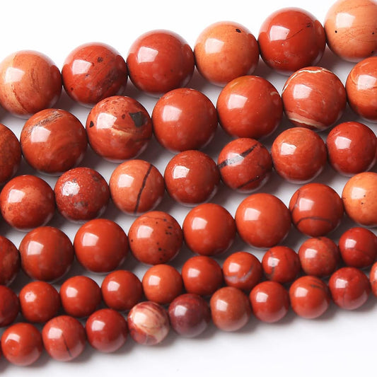 48PCS 8MM Red Jasper Stone Beads Round Loose Beads for Jewelry Making DIY Energy Stone Healing Power Bracelet 15in