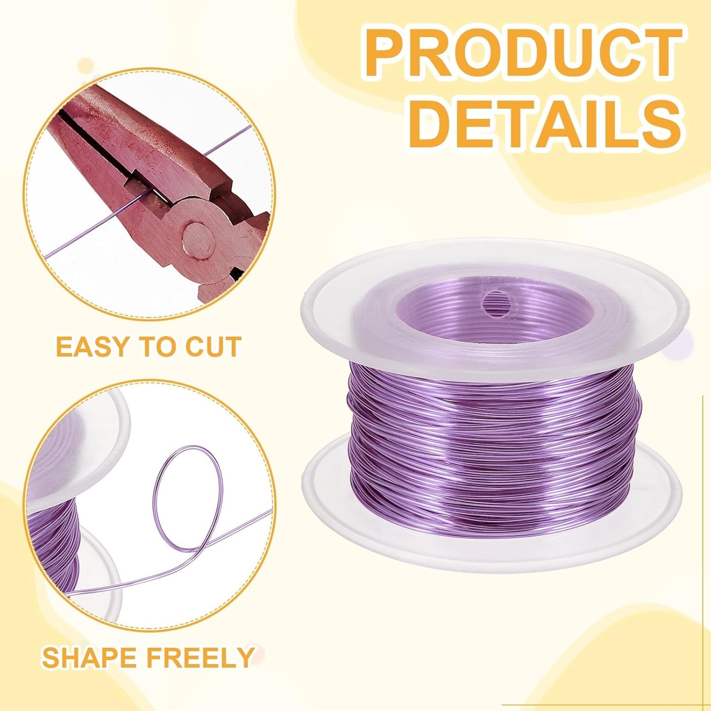 uxcell 20 Gauge / 0.8mm Anodized Aluminum Wire for Jewelry Craft Making, 102 Feet Bendable Flexible Wire for DIY Home Decor Gardening Sculpture, Light Purple