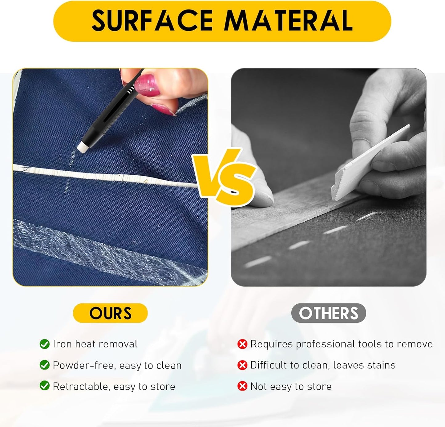 Heat Erasable Fabric Marker for Sewing,Sewing Chalk DIY Markers Pen for Quilting, Embroidery,Washable Erasable Replaceable Refill Marker Pen, Suitable for Cotton, Knitted Fabrics(1Pen+20Refills)