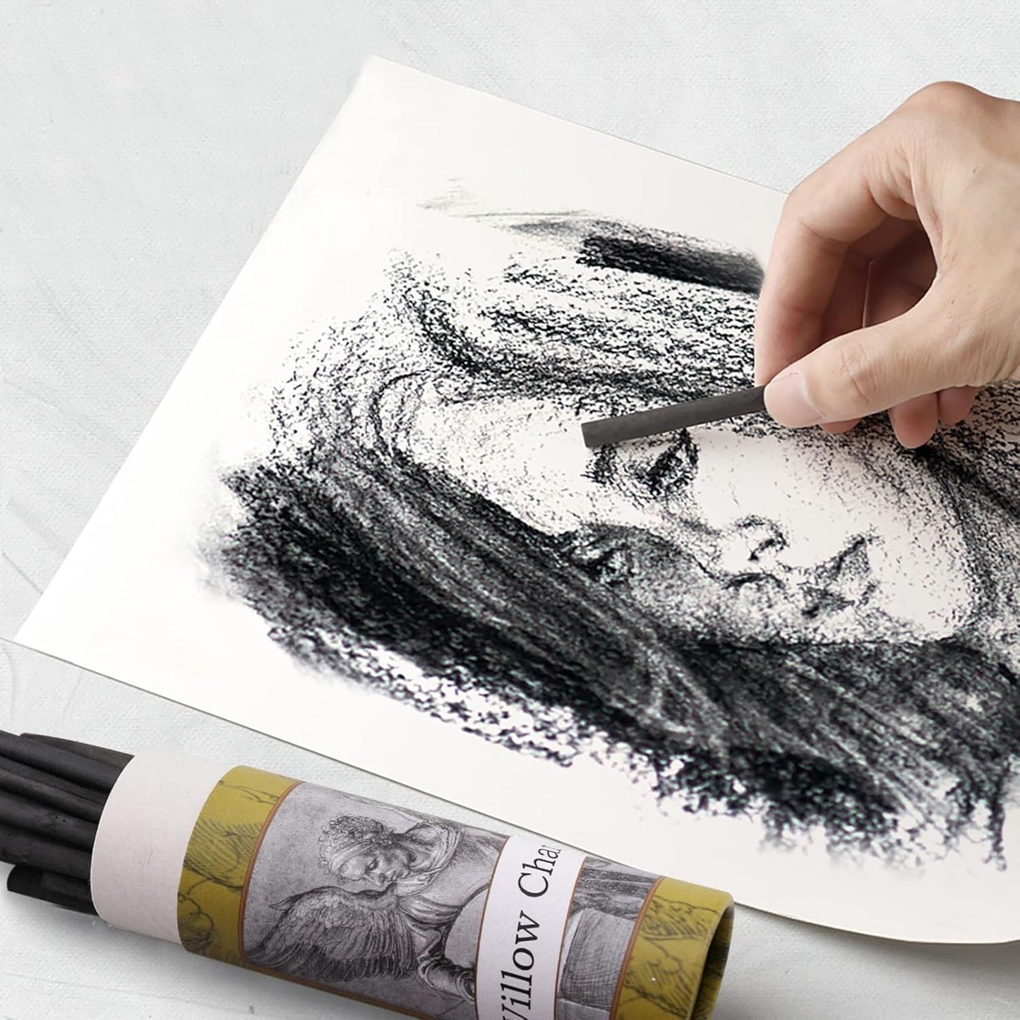 LOONENG Willow Charcoal Sticks, Natural Willow Charcoal for Artists, Beginners, or Students of All Skill Levels, Great for Sketching, Drawing, and Shading, Approx 2-4mm in Diameter, Pack of 25