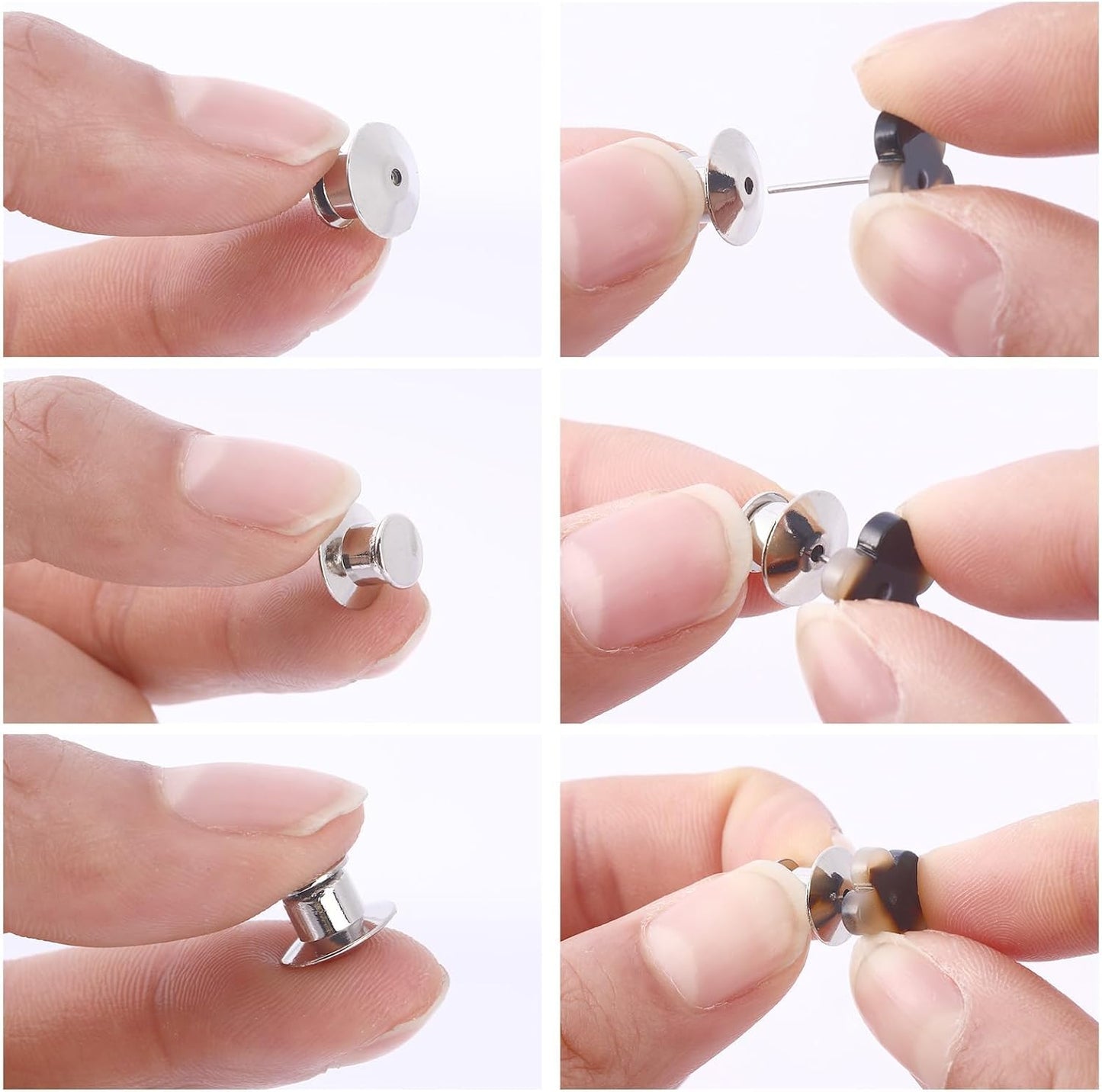 DECYOOL 200PCS Metal Locking Pin Backs, Pin Keepers Clasp Pin Backs Locking Buckles for Brooch DIY Crafts Badges Enamel Lapel Needles Pin Lock