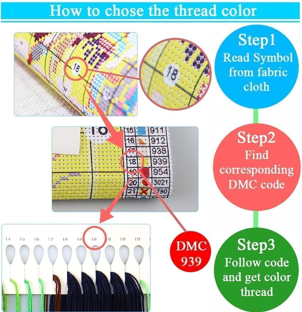 Bookshelf Stamped Cross Stitch Kits - Magical Book Counted Cross Stitch Kits for Beginners Adults Skull Needlepoint Cross-Stitch Patterns Dimensions Needlecrafts Embroidery Kits Arts and Crafts