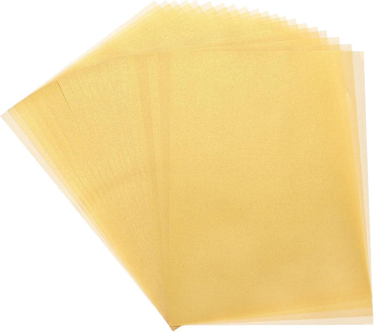 MECCANIXITY Colored Vellum Paper, 40 Sheet Gold Transparency 8.3" x 5.9" Printable Vellum Paper, Translucent Vellum Sheets for Printing Wedding Invitations Ink Jet Laser Printer