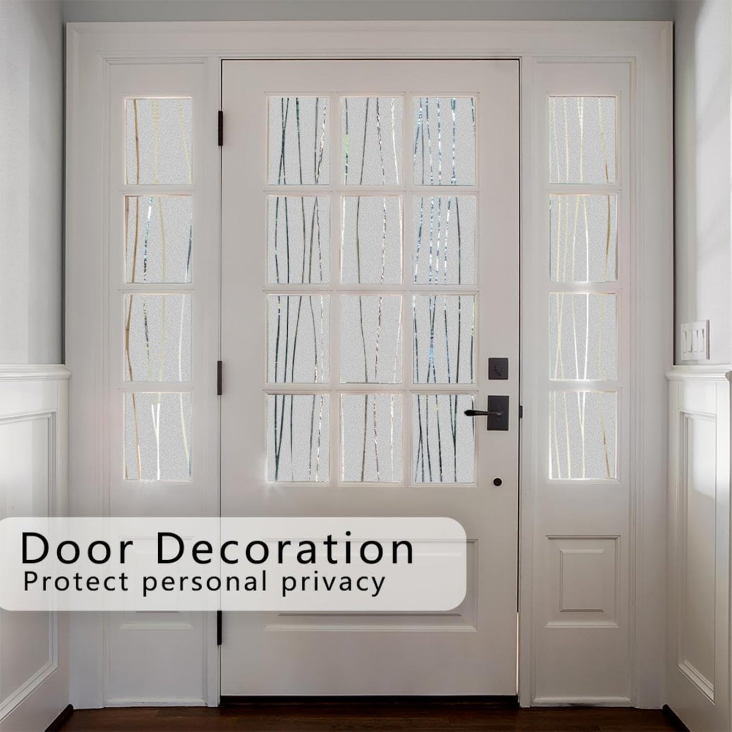 Finnez Window Privacy Film Decorative Frosted Window Cling Privacy Film for Glass, Non-Adhesive Heat Anti-UV for Home Office Living Room, Irregular Stripe Patterns, 23.6 x 157.4 Inches