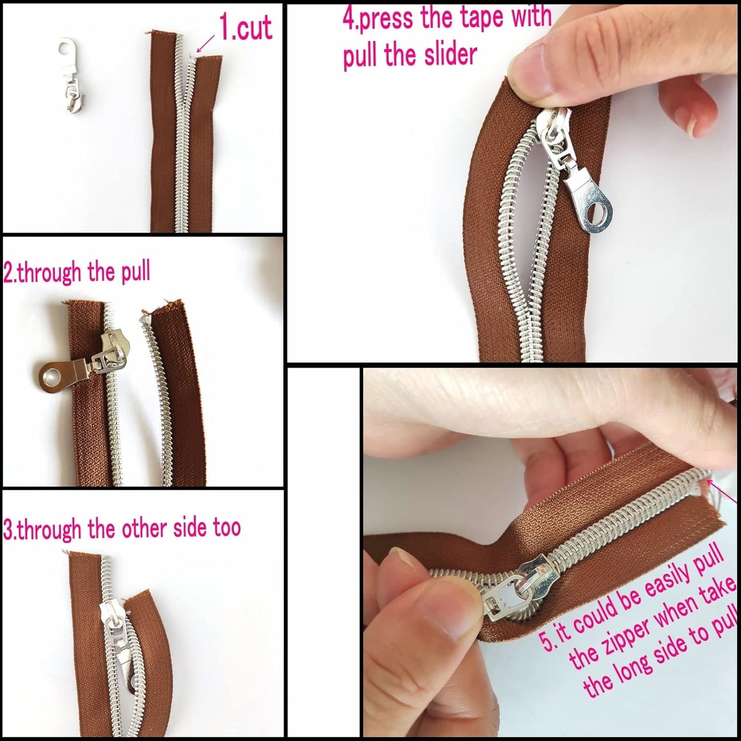 #5 Silver Teeth Metallic Nylon Coil Zippers by The Yard Bulk 10 Yards Beige Zipper Tape with 25pcs Silver Sliders for DIY Sewing Tailor Craft Bag Luggage Sofa Zipper Leekayer (Beige)