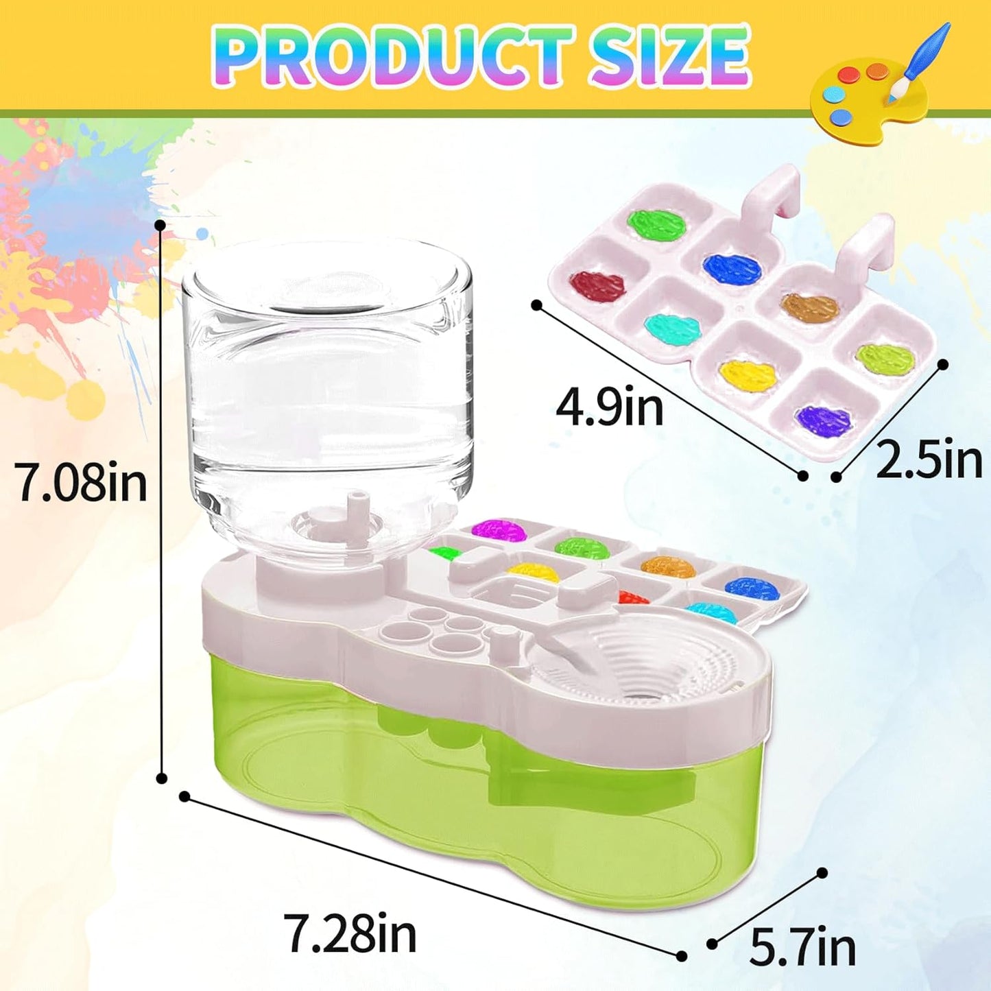 2025 Upgraded Paint Brush Cleaner Tool – All-in-One Paint Brush Washer, Rinse Cup, Holder, and Palette for Artists Beginners | Ideal Art Supplies for Watercolor & Acrylic Painting(Green)