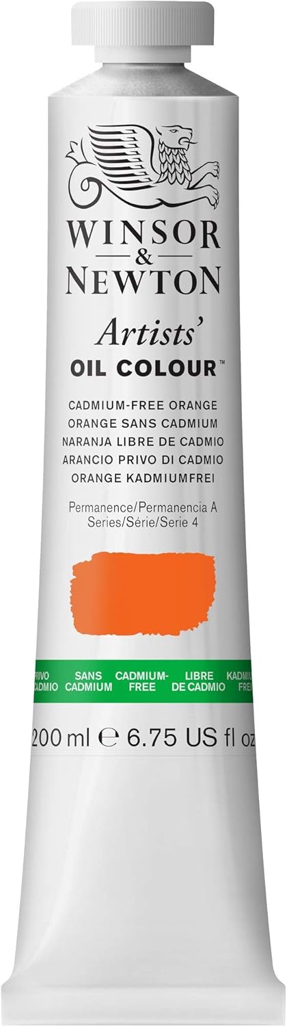Winsor & Newton Artists' Oil Color, 200ml (6.75 oz) Tube, Cadmium-Free Orange