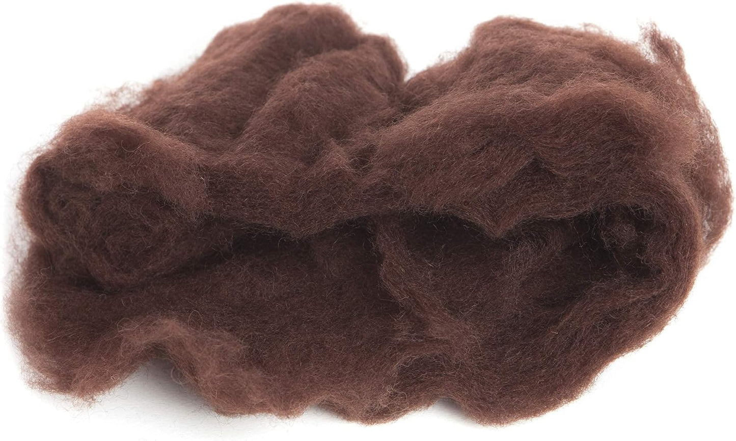 Desert Breeze Distributing Maori Wool Carded Batting, 100% Natural New Zealand Wool Made by DHG in Italy for Needle Felting, 3.5 OZ, 27 Micron, Color Chocolate Brown