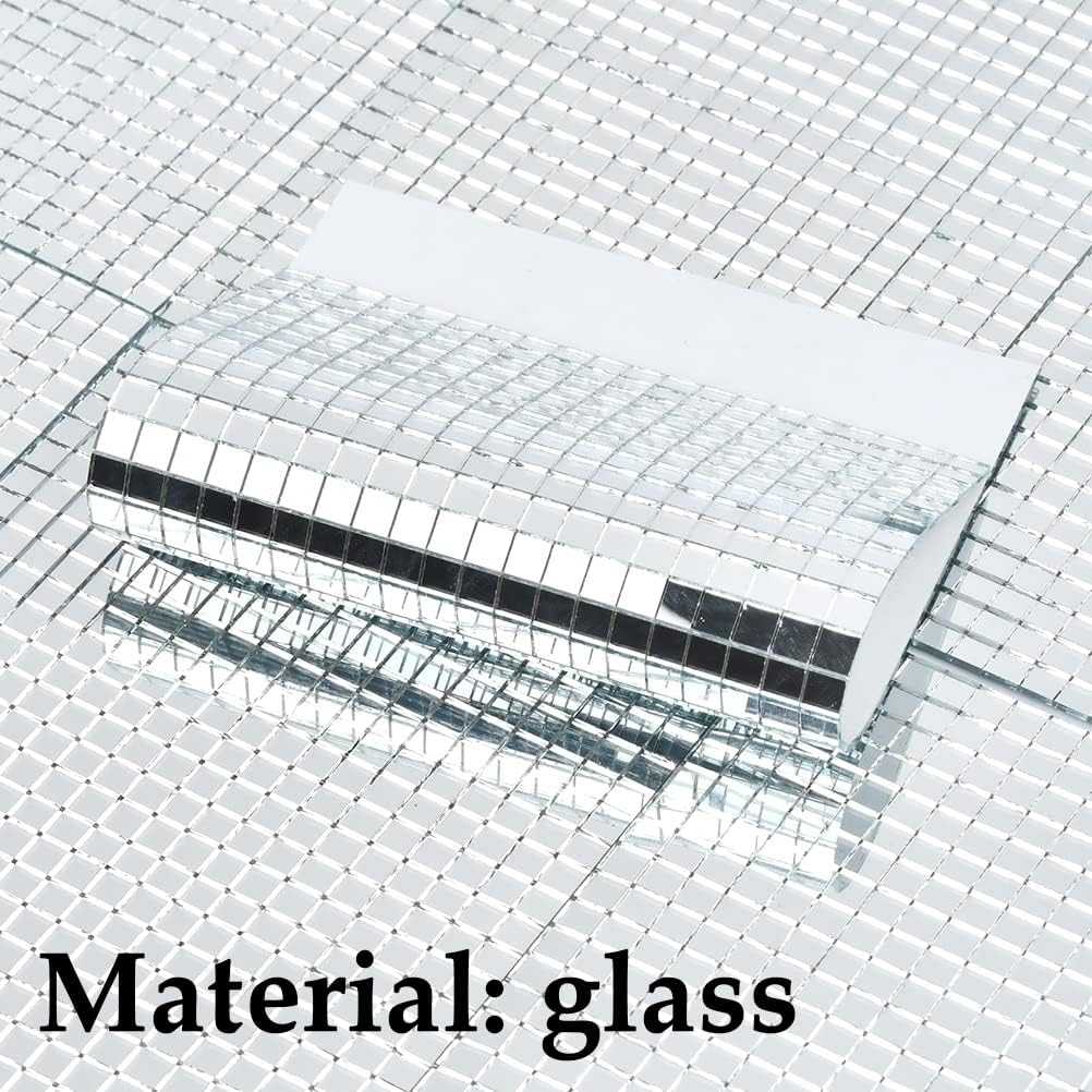 OTYMIOW 12000Pieces Self-Adhesive Mirror Tiles Disco Ball Mirror Tile Square Glass Mosaic Stickers Mini Tile for Craft DIY Glass Tiles Decorations Making (5 x 5 mm Silver)