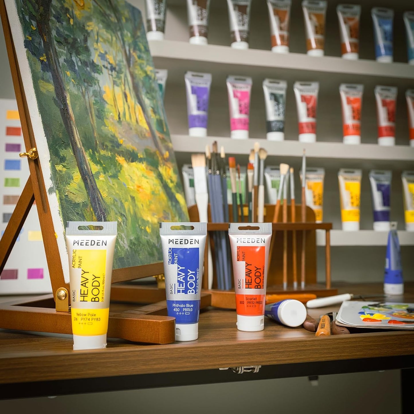 MEEDEN Acrylic Paint Phthalo Blue: Bundled with Titanium White Color - 100ml/3.38oz x 2 Bulk Heavy Body Acrylic Paint Tubes for Model Pumpkin Enamel Rock DIY