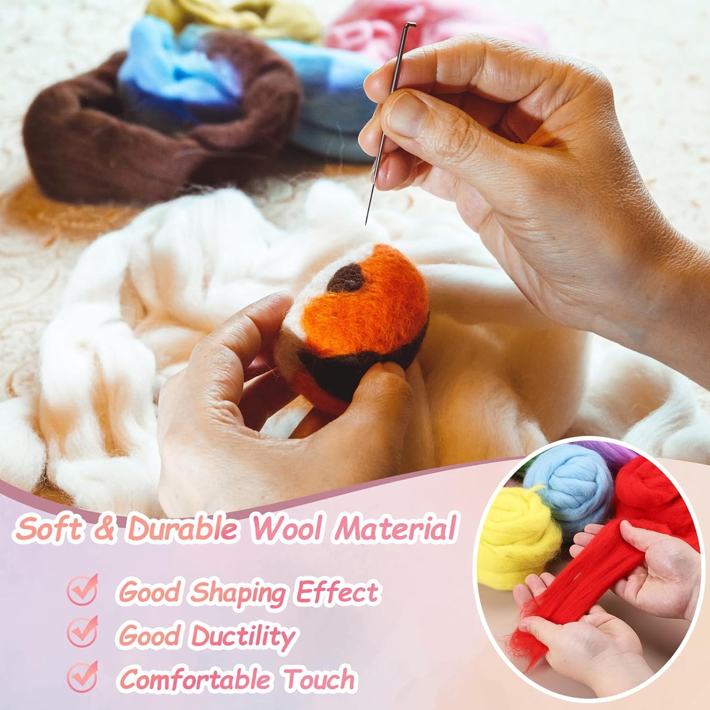 PATIKIL Wool Roving Yarn, 80G/2.82OZ Soft Felting Wool Pure Chunky Roving Yarn Bulk for Needle Felting Knitting Blanket Spinning Weaving DIY Craft, Red Brown