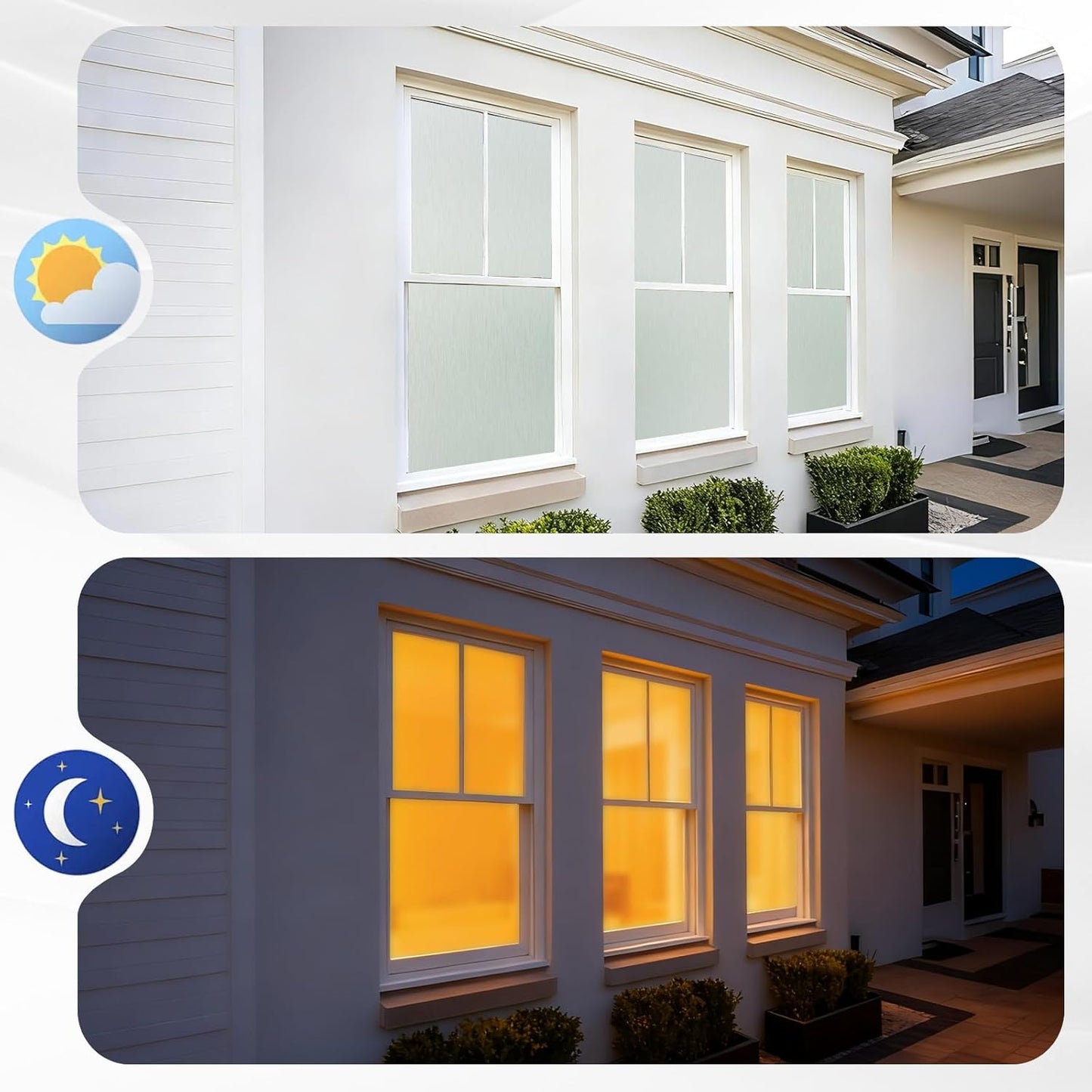 Borsky Frosted Glass Window Film - Static Cling, 96% UV Blocking Non-Adhesive Privacy Window Film, Removable Window Cling with Day & Night Privacy for Bathroom Home Office, 23.6 x 118.1 Inches, Pure