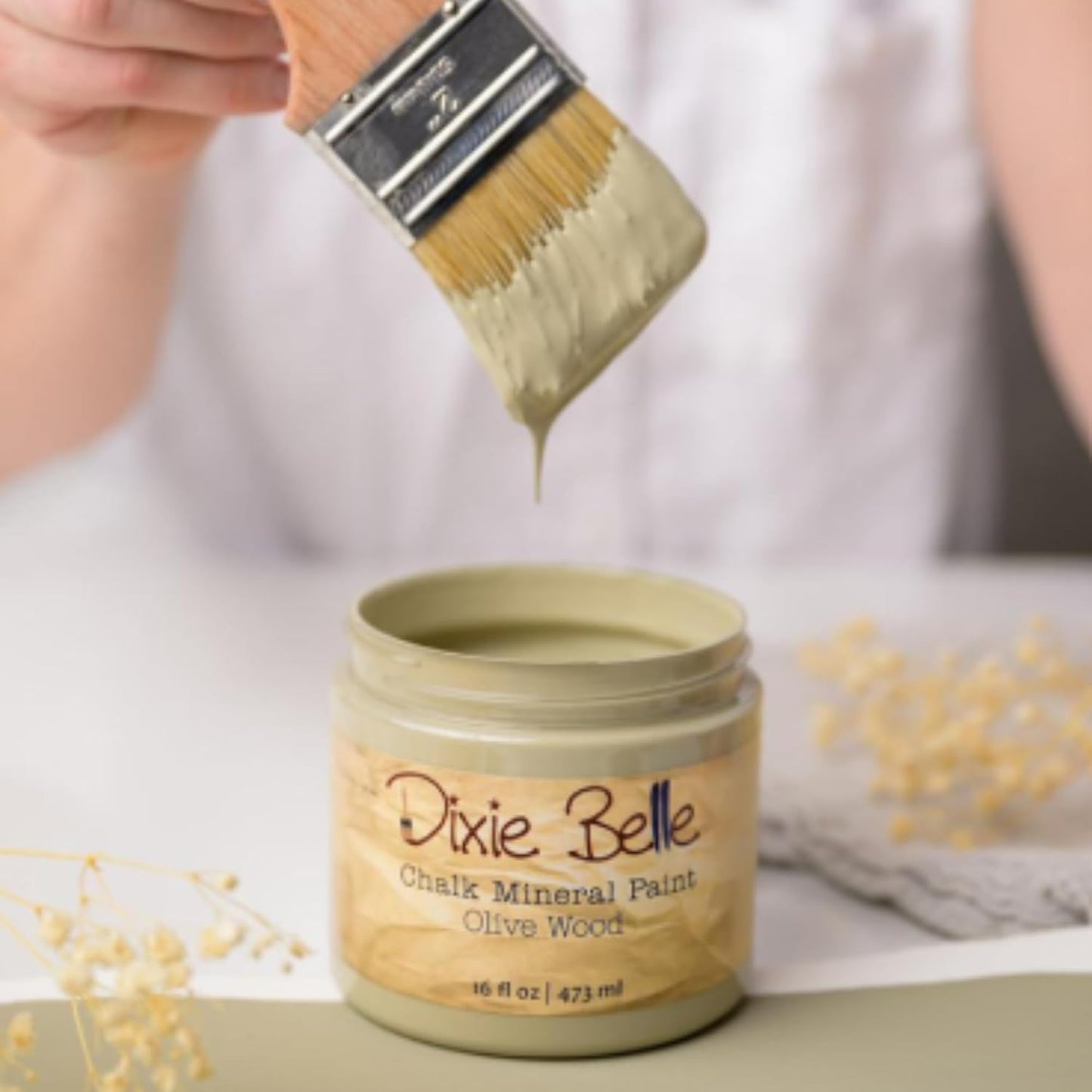 Dixie Belle Paint Company Chalk Finish Furniture Paint – Olive Wood (8oz) – Matte Chic Chalk Mineral DIY Furniture Paint