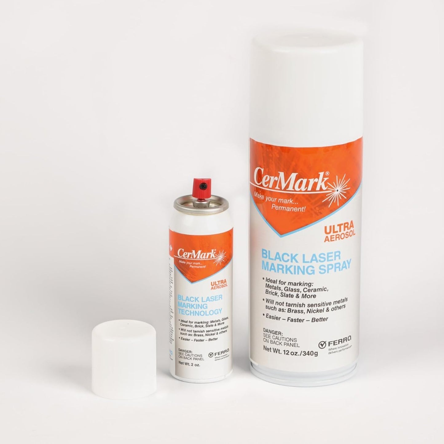 Cermark Ultra Aerosol Spray for Black Laser Marking. Great for Stainless, Glass, Slate, Metal, & Ceramic. Bonding Adhesive (2oz) (24)