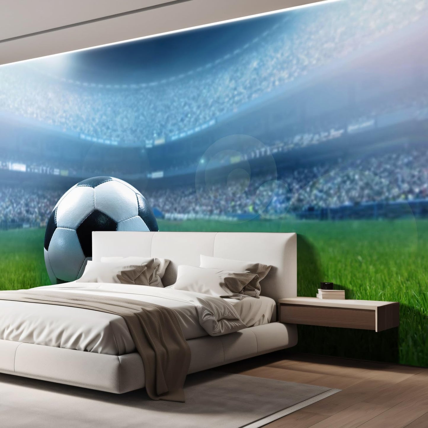 wall26 Close Up of a Football Ball on a Full Stadium Removable Wall Mural | Self-Adhesive Large Wallpaper - 120x168 inches