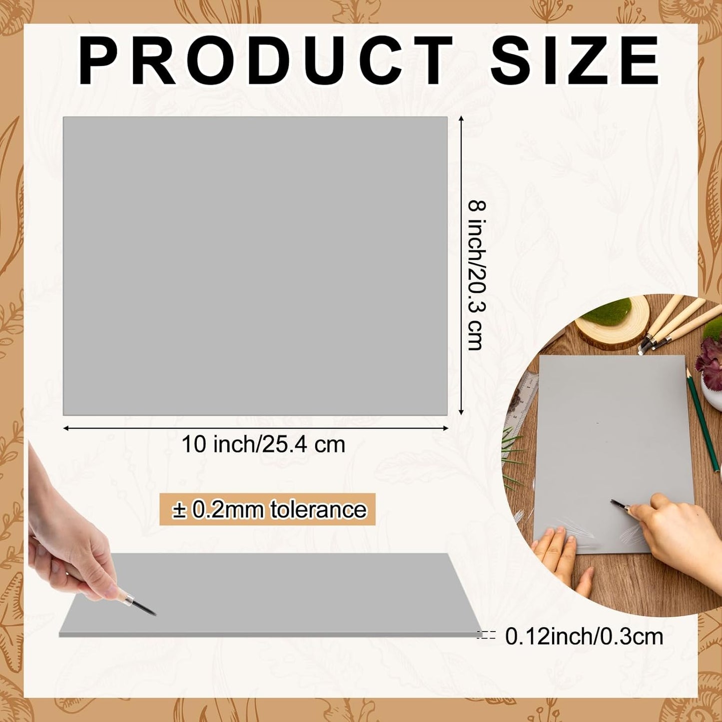 Yeaqee 8 Pcs Linoleum Block Rubber Carving Block Soft Linocut Blocks Large Linoleum Sheet Unmounted Lino Plates for Engraving Art Project Printmaking Artist Studio Supplies (8 x 10 Inch,Gray)