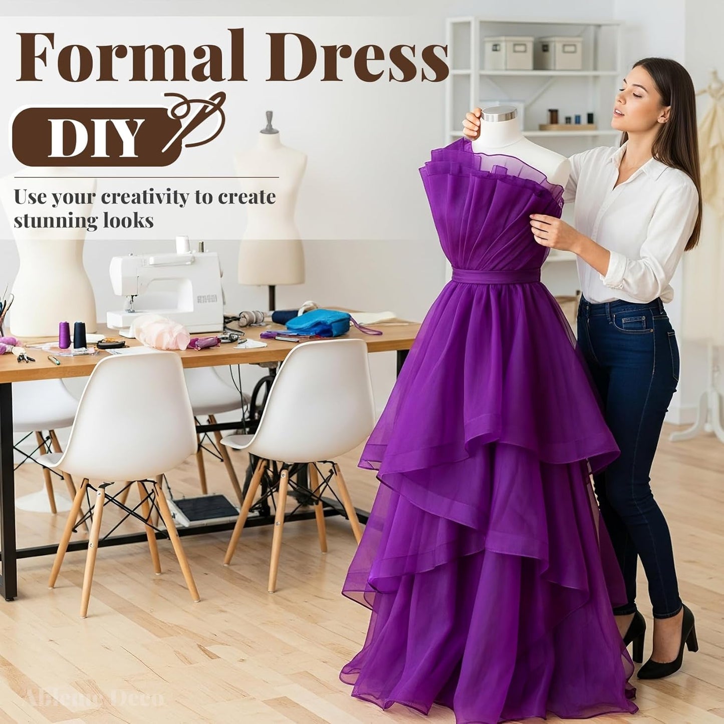 Organza Fabric by The Yard, 60 Inch Wide 3 Yards (9 ft) Long Sheer Fabric for DIY Sewing Projects Wedding Decorations Party Backdrops Curtains (Purple)