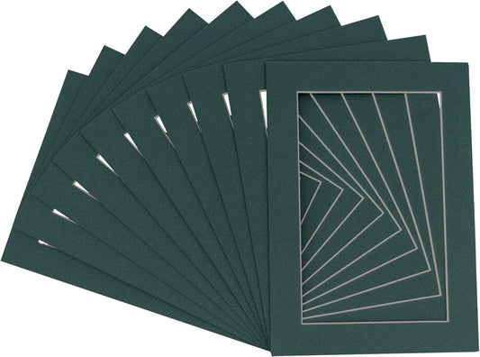 Pack of 25 Acid Free 11x14 Mats Bevel Cut for 8.5x11 Photos - Forest Green Precut Matboards For Pictures, Photos, Framing - 4-ply Thickness