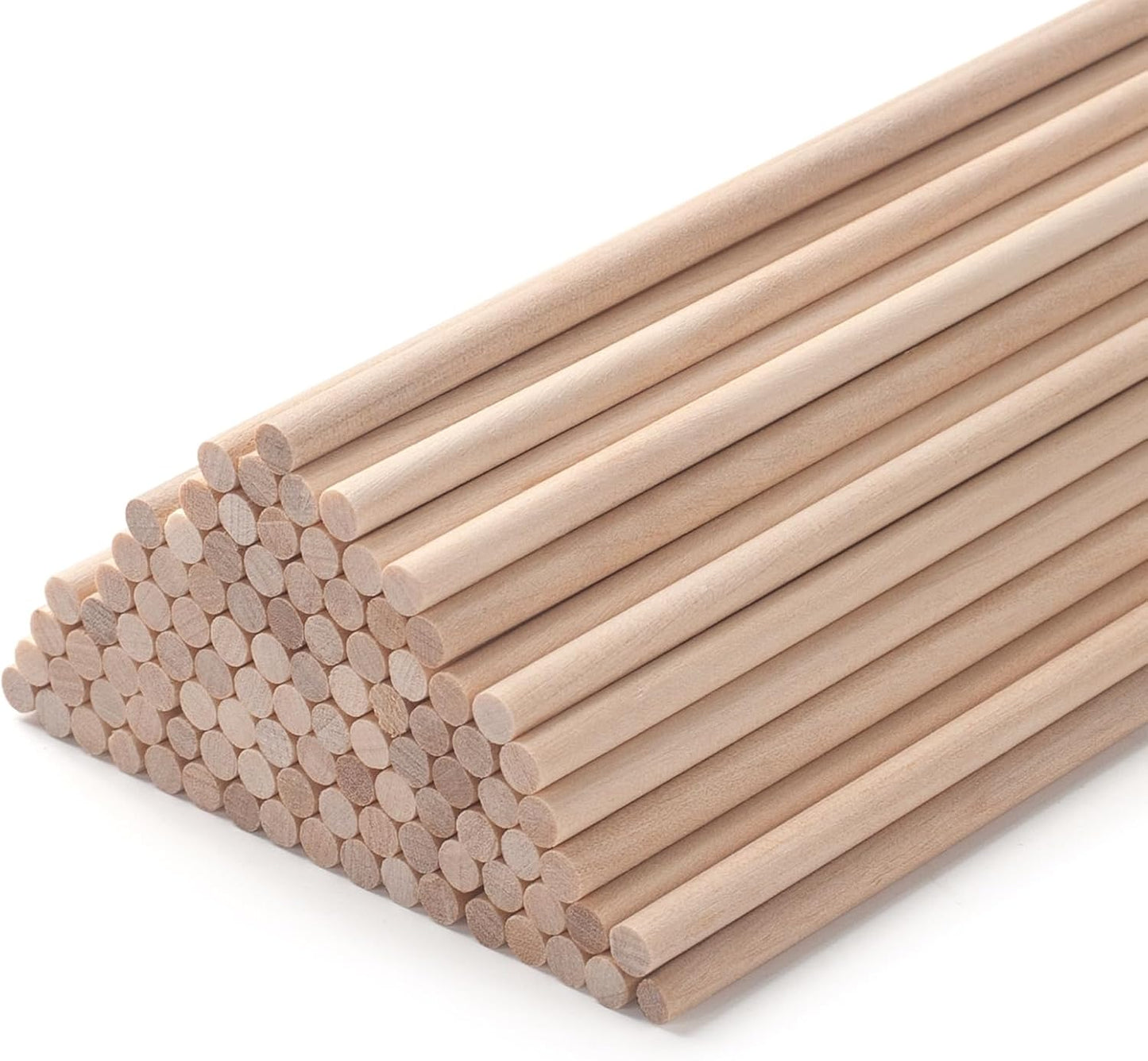 Wooden Dowels Wooden Sticks for Craft 3/16" x 6", 100 PCS Wood Dowel Rods, Wood Sticks for Crafting, Macrame Dowels, Unfinished Round Hardwood Stick for Tiered Cake Support and Wedding Ribbon Wands