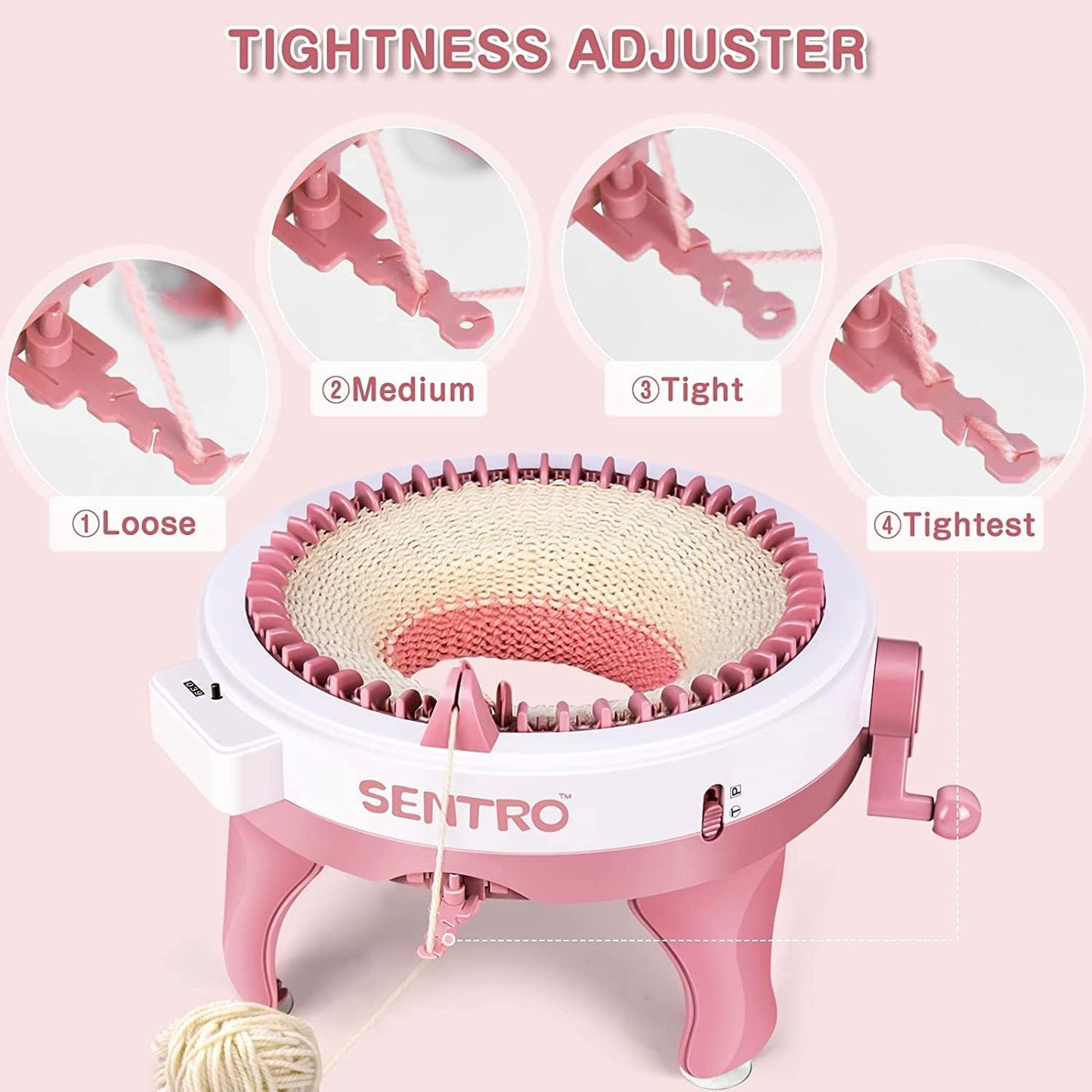 SENTRO Knitting Machine 48 Needles, Smart Knitting Crochet Machine, Double Crocheting Machine Kit,Circle Knit Loom Machine with Row Counter and Hand Crank