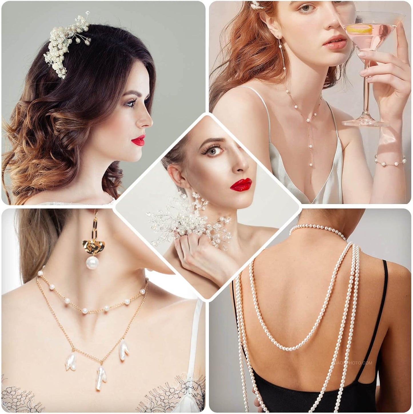 Anezus Ivory Faux Fake Pearls, 8 MM Sew on Pearl Beads with Holes for Jewelry Making, Bracelets, Necklaces, Hairs, Crafts, Decoration and Vase Filler, 800pcs