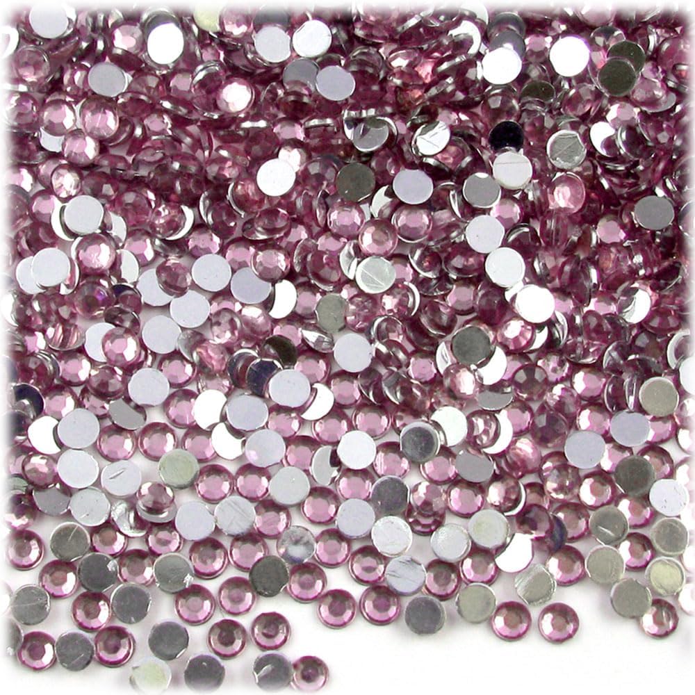 The Crafts Outlet 1,440pc Rhinestones Round 3mm (10ss) Flatback Light Pink
