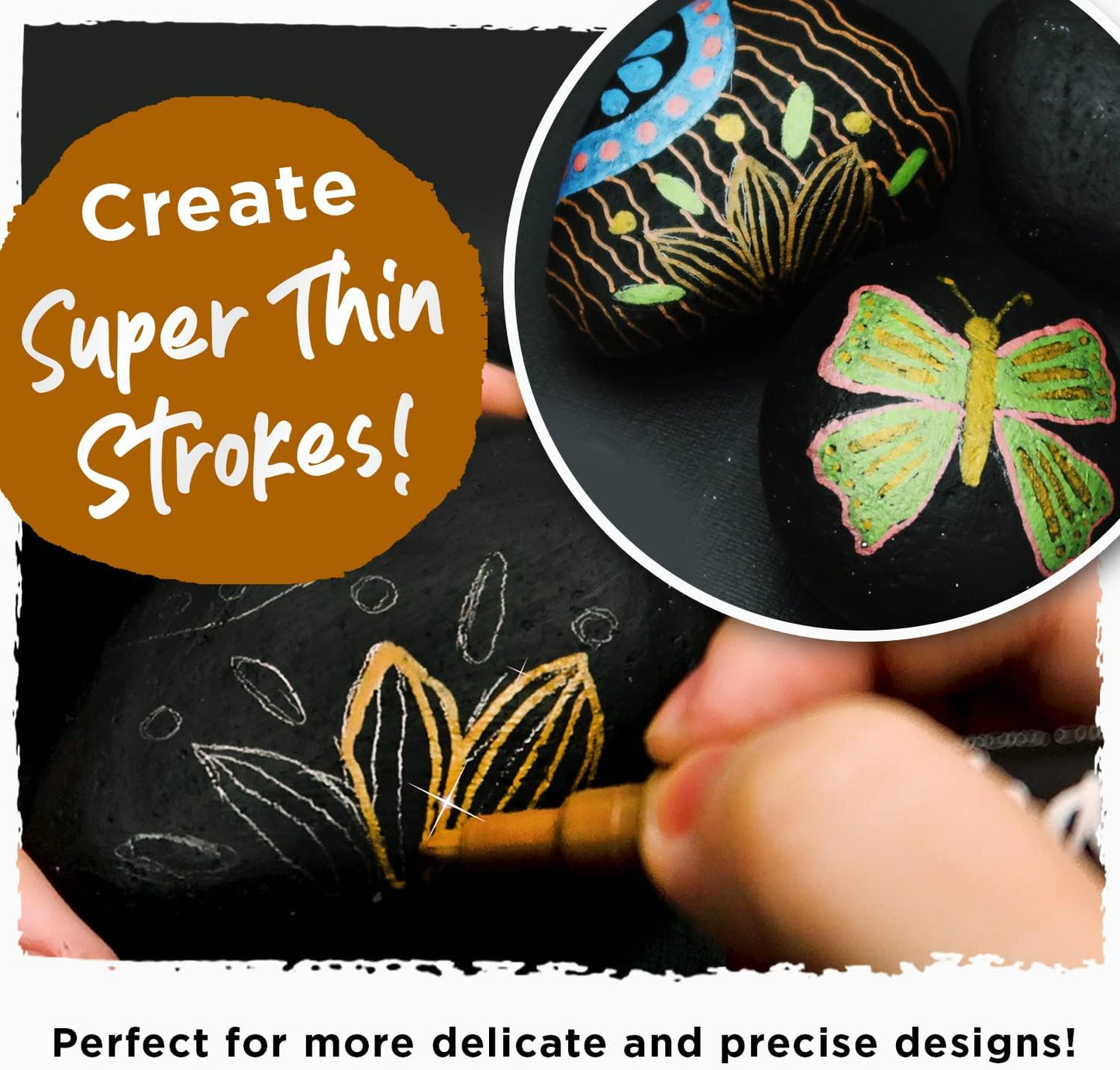 Chalkola Extra Fine Tip Metallic Chalk Markers (10 Pack, 1mm Point) - Liquid Chalk Pens for Chalkboard, Blackboard, Bistro Menu, Car Windows, Glass, Acrylic Board - Thin Erasable Wet Erase Paint Ink