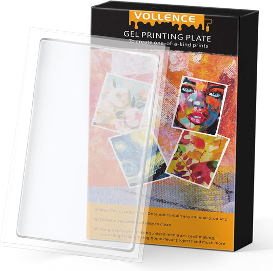 Vollence Gel Printing Plate - 3” X 5”Reusable Gel Monoprinting Plate for Press Art, Printmaking Supplies for Scrapbooking, Card Making, Arts and Crafts,Journaling,Collage