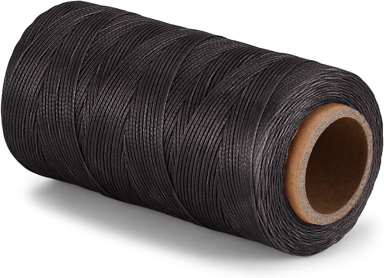 Flexzion Waxed Thread - 284 Yards 0.8mm 150D Polyester Wax Thread for Leather Sewing, Bookbinding, Stitching, & DIY Projects (Black)