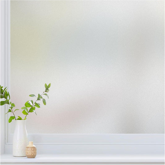 Haton Window Privacy Film Frosted Glass for Bathroom, Static Cling UV Sun Blocking Window Clings, Opaque Decorative Coverings Removable Sticker Heat Control Tint for Home Door, Pure 23.6" x 78.7"