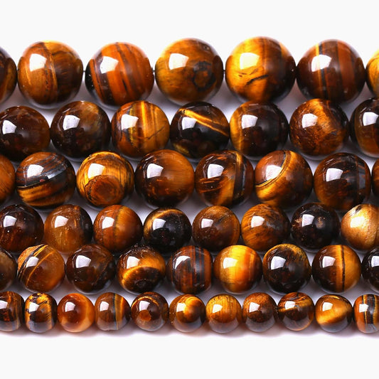 12MM Natural Iron Yellow Tiger Eye Stone Energy Healing Beads Round Loose Beads for Jewelry Making Bracelet 32pcs 15"