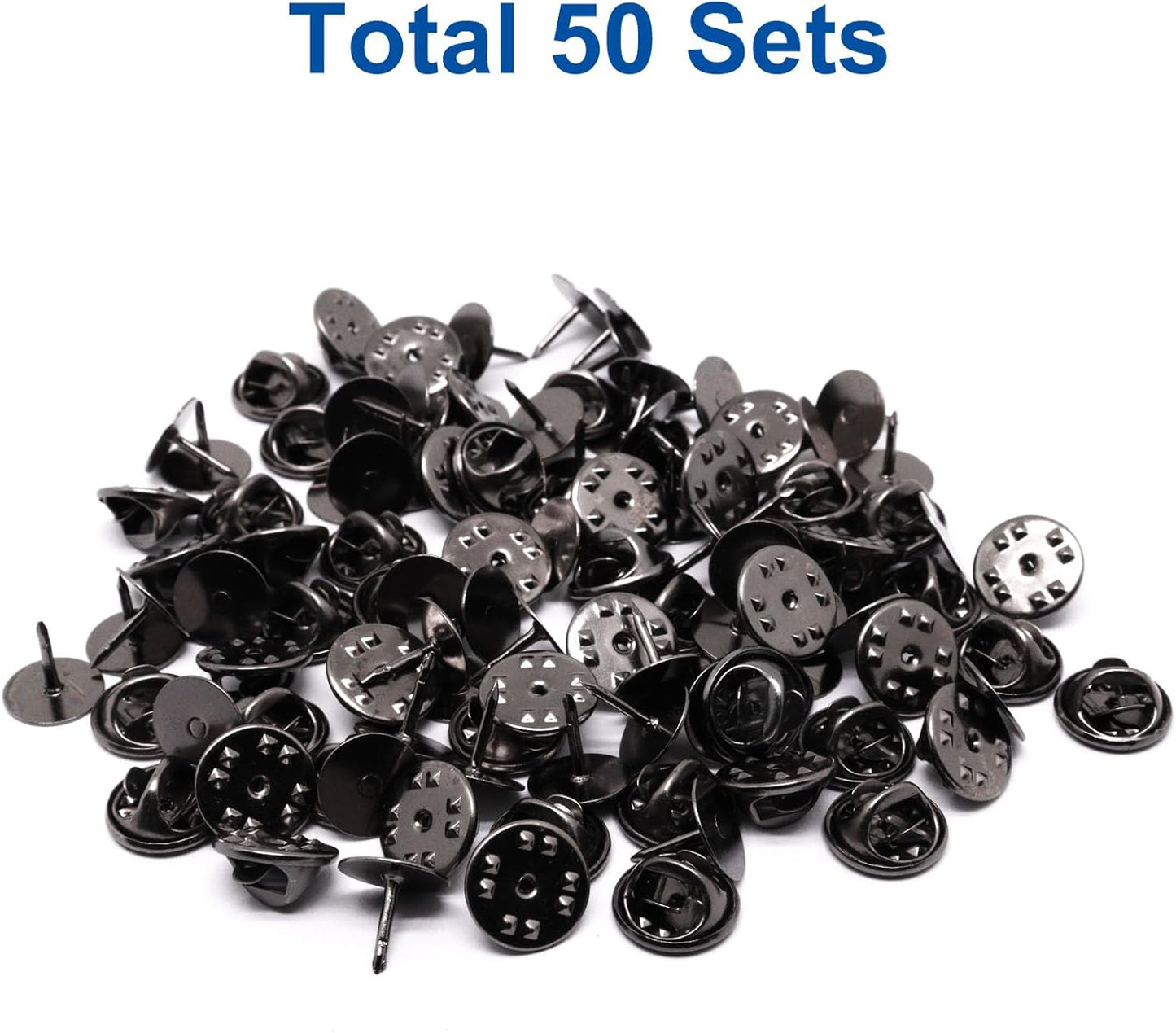 50 Set Pin Backs, Blank Pins Scatter Butterfly Clutch Pin Holder Enamel Pin Locking Backs Tie Tacks Jewelry Pin Backings Clasp for Brooch Lapel Hat Uniform Badges Tie Tack (10mm, Black)