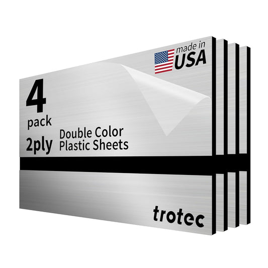 Trotec | Metallic Looking Acrylic Sheet | 12"x24"x1/8", 4 Pcs | Brushed Silver/Black | Metallic Finish - Scratch Resistant for Laser Engraving & Cutting,Printing,Glowforge,Name Plate | USA Made
