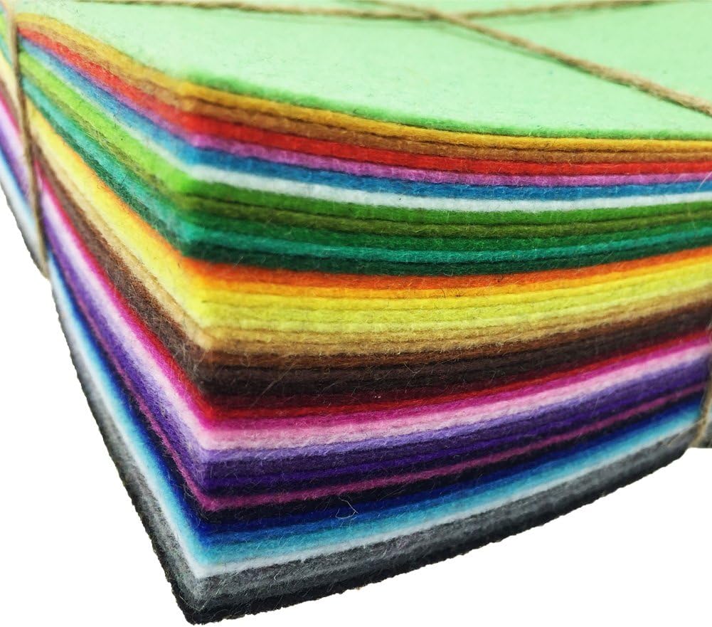 flic-flac 42pcs 8"x8“ (20x20cm) Felt Fabric Sheet Assorted Color Felt Pack DIY Craft Squares Nonwoven