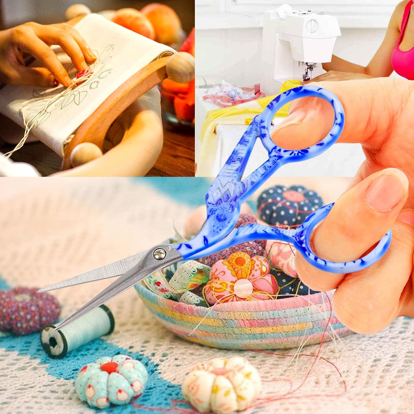 BIHRTC 4.5inch Crochet Scissors with Case Thread Embroidery Scissors Stainless Steel Sharp for Household Handicraft Needlework Threading DIY Art Handcraft Tool