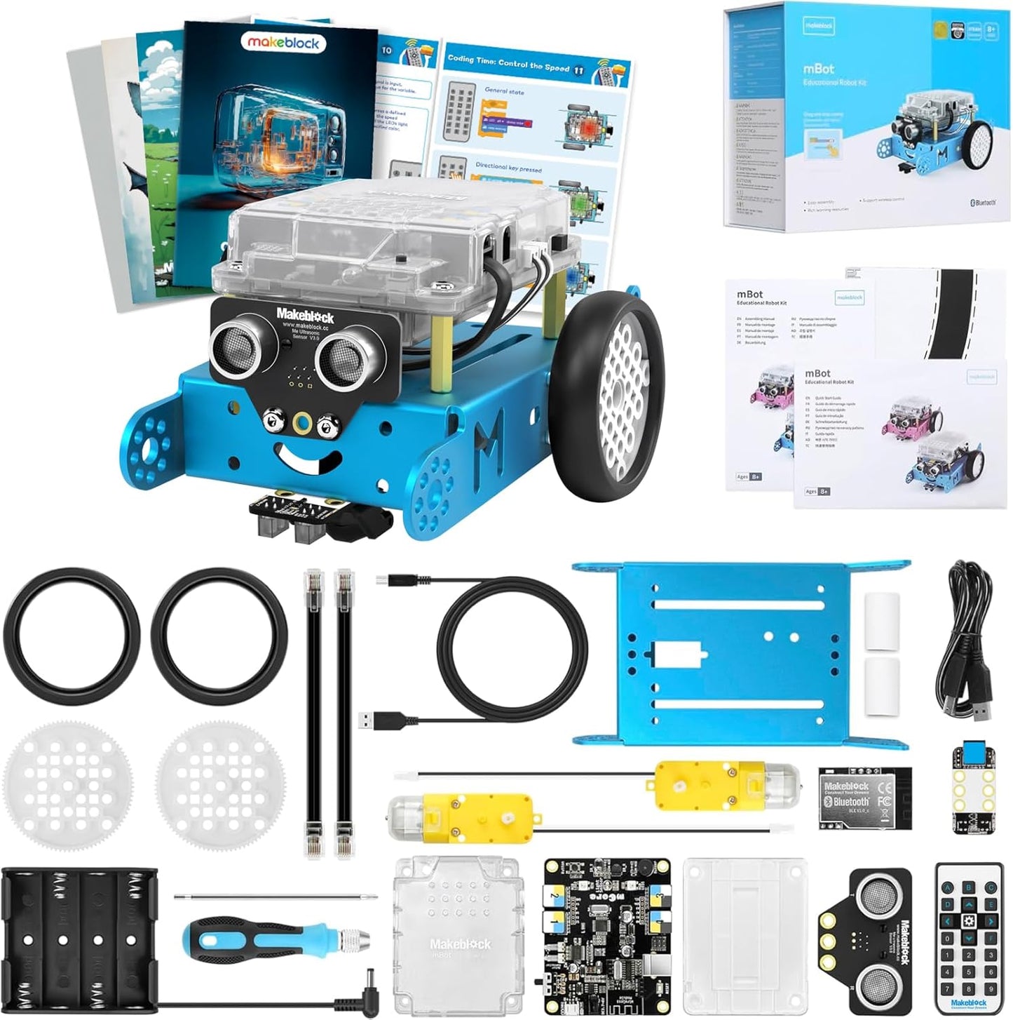 Makeblock mBot Robot Kit with Scratch Coding Box, STEM Projects for Kids Learn to Code with Scratch Arduino, Programmable Robot with 4 Programming Learning Projects, Gifts for Boys Girls Aged 8-12