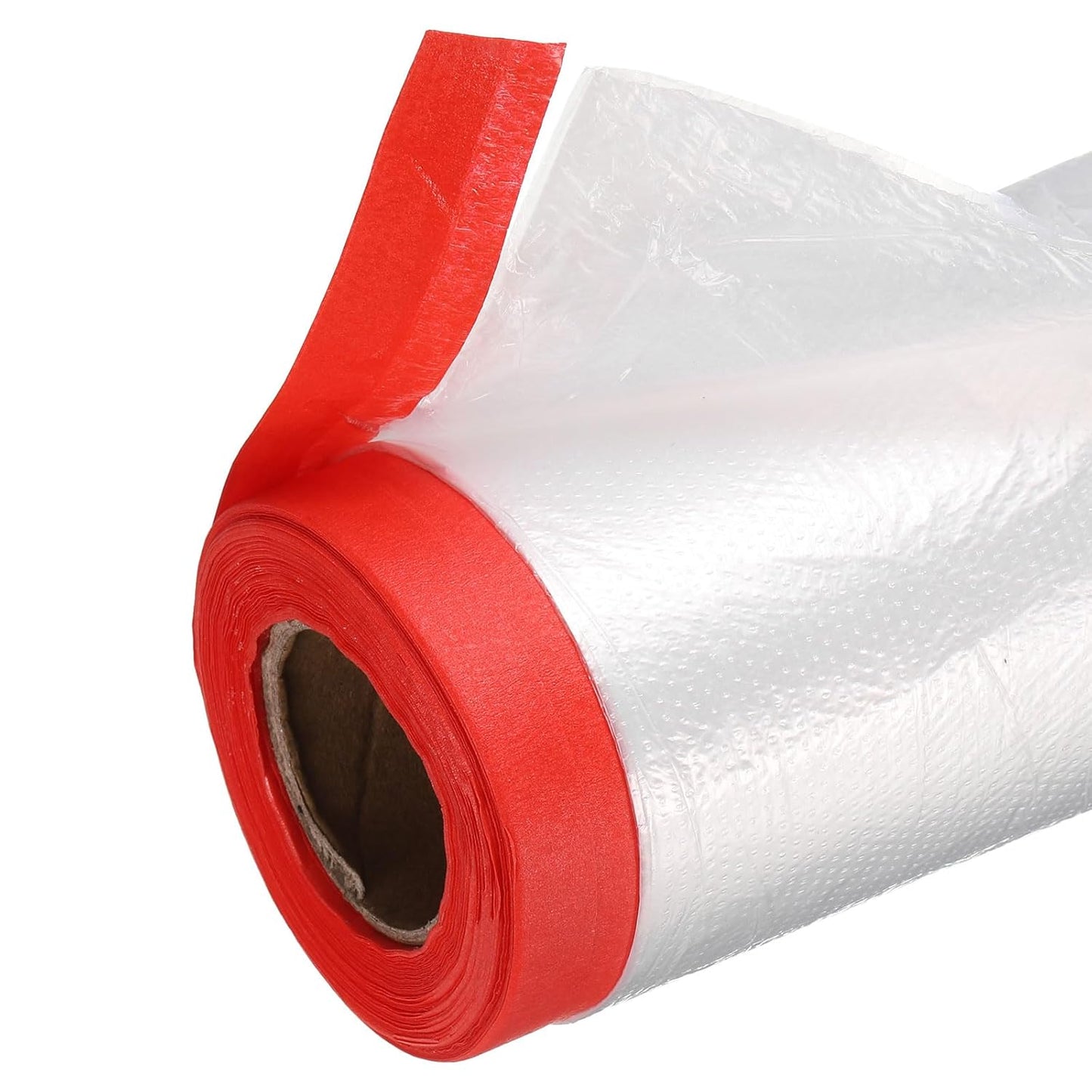 uxcell Pre-Taped Masking Film, 3.6ft x 66ft High-Tack Painters Tape Plastic Drop Cloth with High-Tack Painters Tape for Painting Protection Red 3Pcs