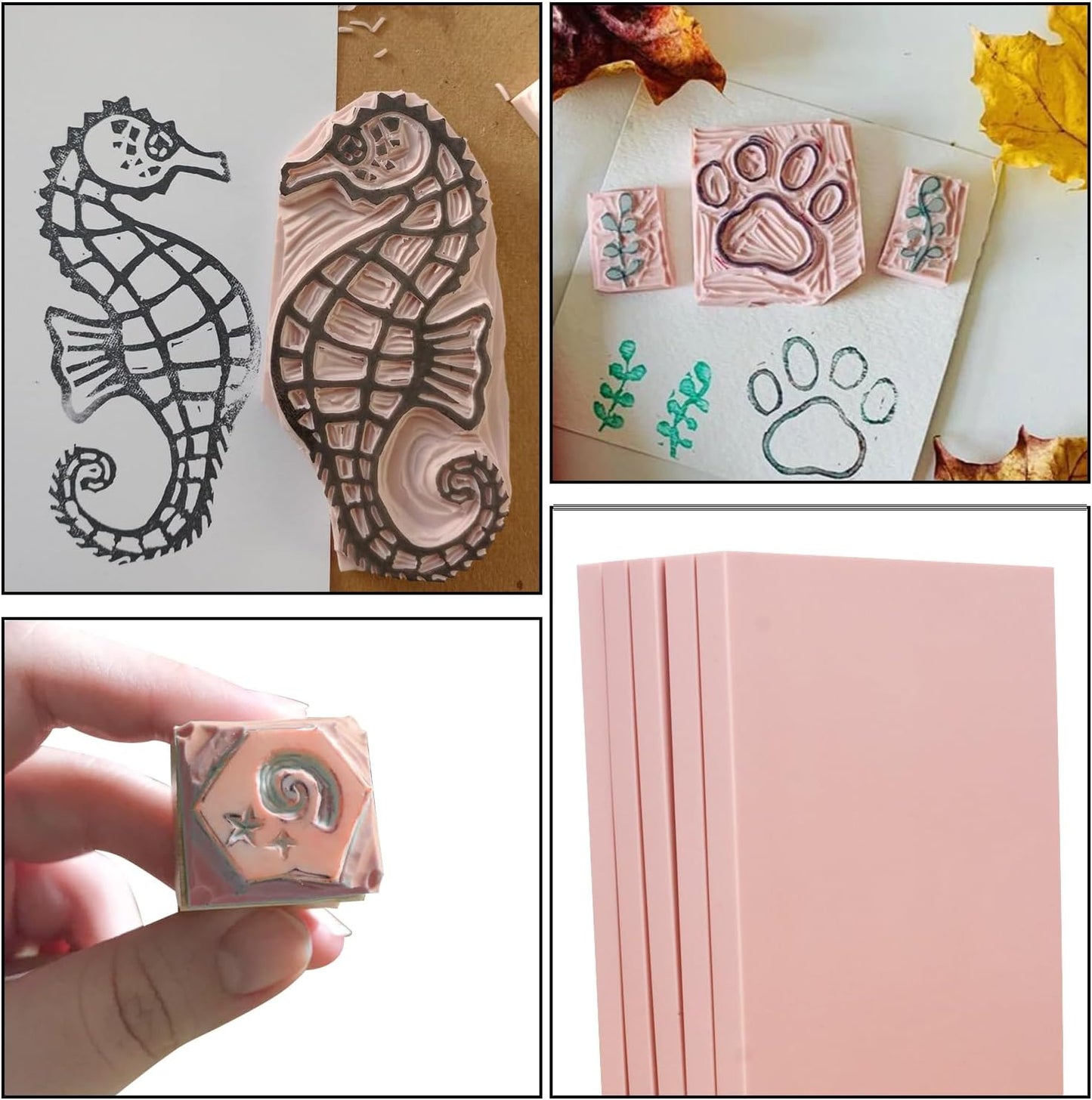 25 Pcs 4"x6" Rubber Linoleum Stamp Carving Blocks for Printmaking, Linocut Artists, Crafts - Light Pink by KUKLIPJIM