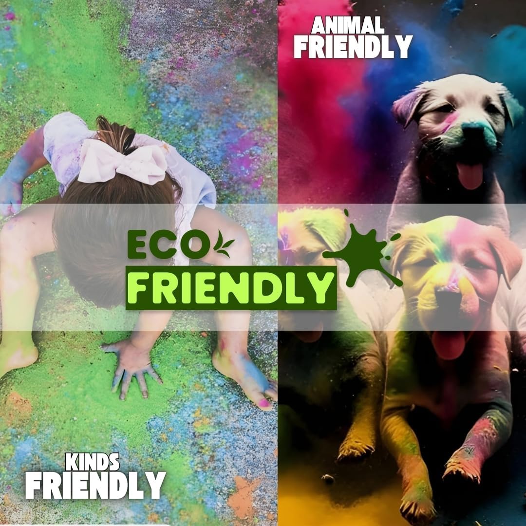 Natural 14‑Color Holi Powder Pack – 14 x 75 gm Washable Non‑Toxic Chalk Color for Fun Runs Festivals Photo Shoots Marathons & Gender Reveals colour wars kids animal photography party gulal