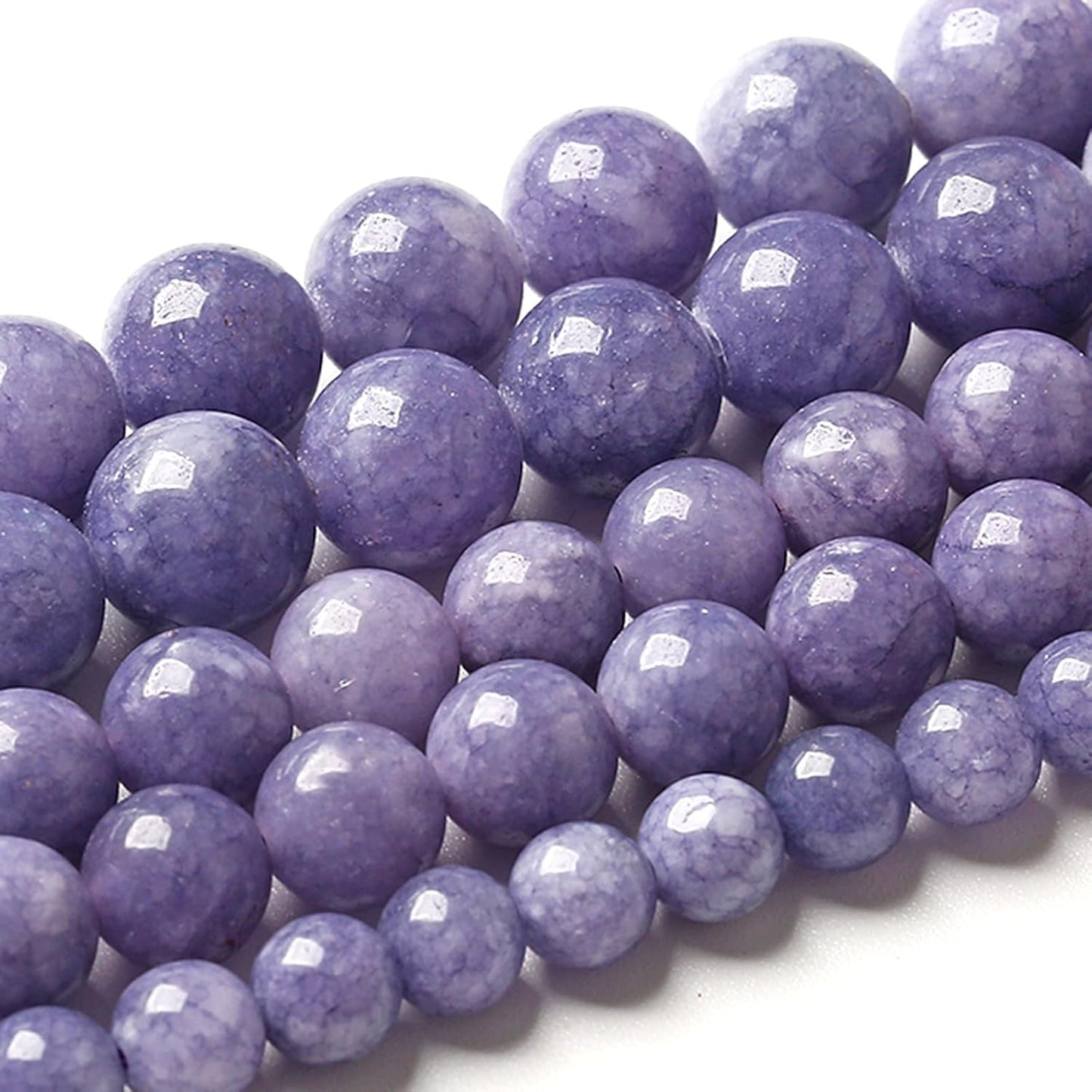 10MM Lavender Purple Chalcedony Natural Stone Round Loose Beads for Jewelry Making and Crafting 72pcs 2 Strands 32"