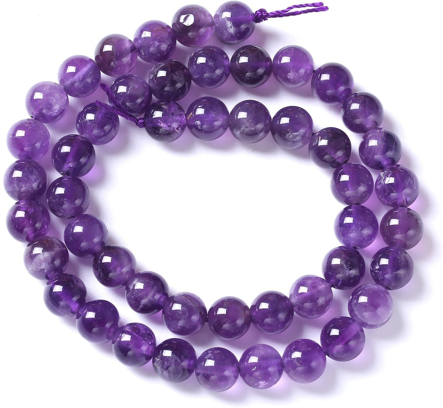 60pcs 6mm AAA Natural Amethyst Beads Crystal Energy Healing Power Stone Beadsfor Jewelry Making DIY Bracelet Necklace Accessories 15"