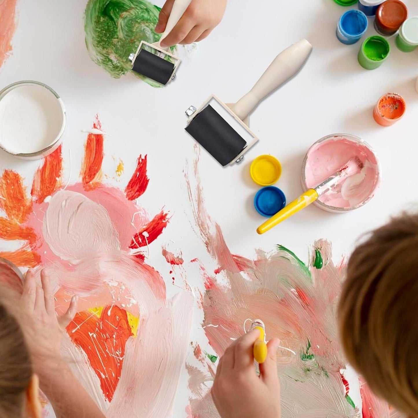 15 Pcs Rubber Brayer Roller Bulk, Small Printmaking Brayer Rollers 1.97 Inch Versatile Plastic Relief Printing Roller for DIY Art Crafting, Oil Painting, Ink Stamping Gluing Tools