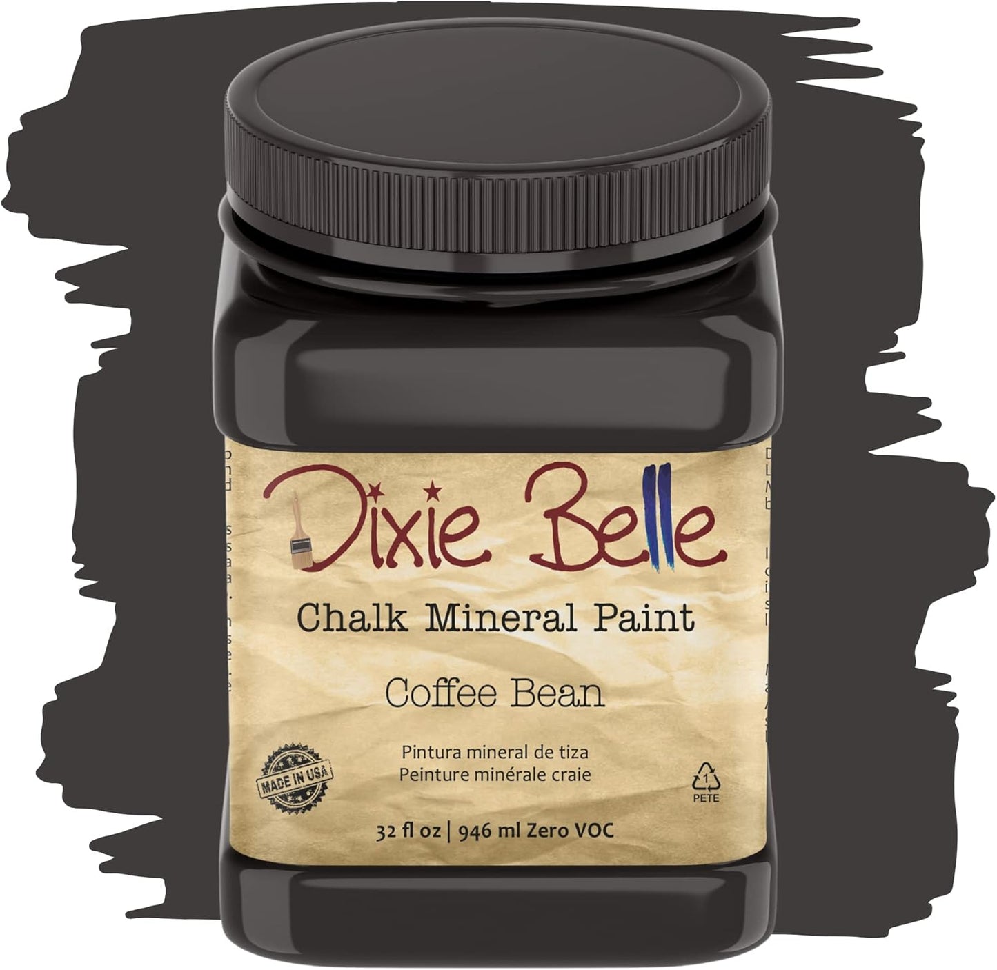 Dixie Belle Paint Company Chalk Finish Furniture Paint - Coffee Bean (32oz) - Matte Espresso Brown Chic Chalk Mineral DIY Furniture Paint