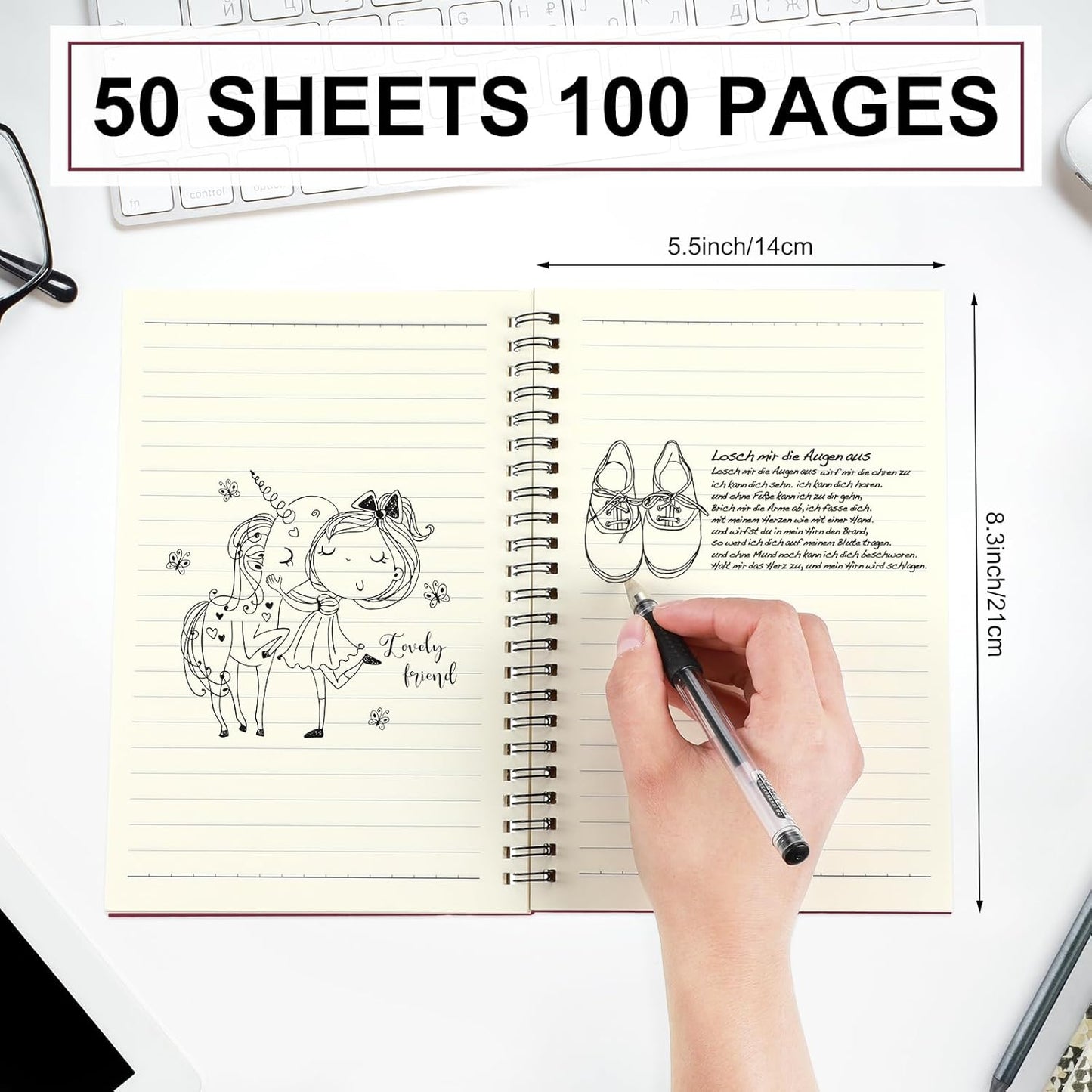 Yahenda 18 Pcs Spiral Notebook Bulk A5 Journal Lined 8.3'' x 5.5'' Writing Composition Paper Small Notepad Subject Notebook for Students Office Business Back to School Supplies (Wine Red)