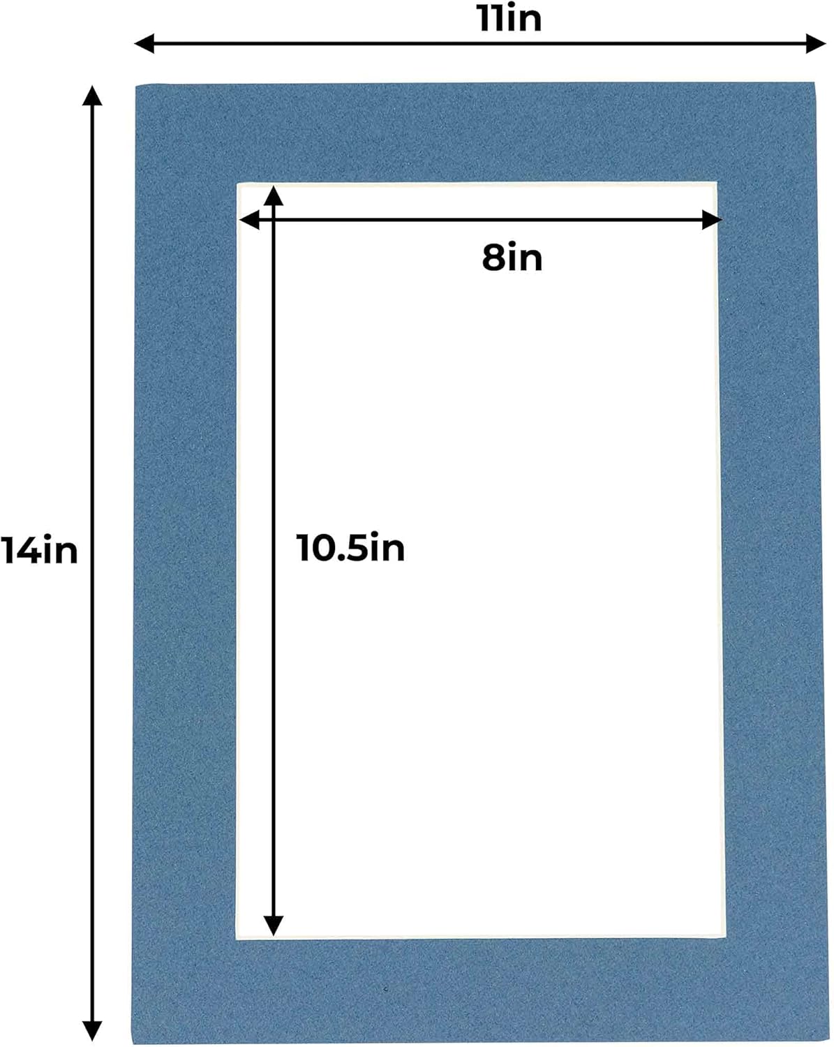 11x14 Mat for 8.5x11 Photo - Precut Steel Blue Picture Matboard for Frames Measuring 11 x 14 Inches - Bevel Cut Matte to Display Art Measuring 8.5 x 11 Inches - Acid Free Pack of 100 MATS