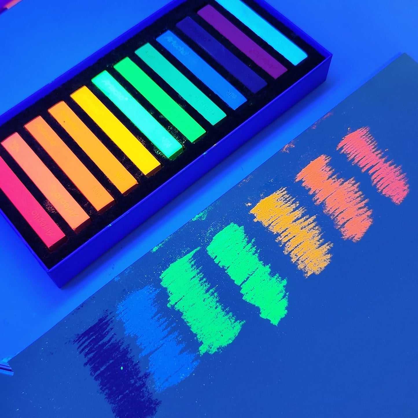 Artecho 12pcs Neon Soft Pastels, Square Chalk for Drawing, Blending, Layering, Shading, Pastels Art Supplies